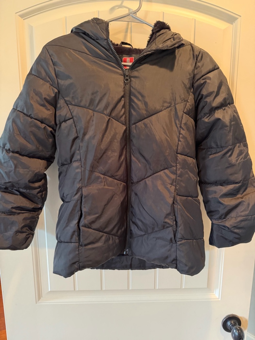 Swiss Tech Kids Black Fleece Lined Puffer Jacket with Hood